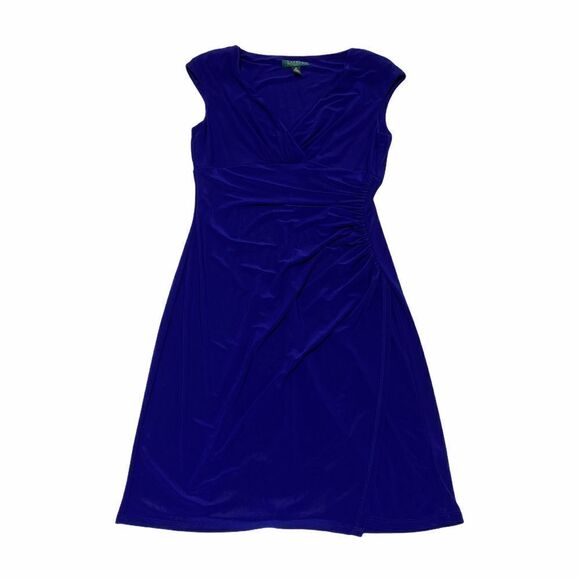 LAUREN Ralph Lauren Blue Ruched Mini Dress Size 10 - Picture 10 of 11